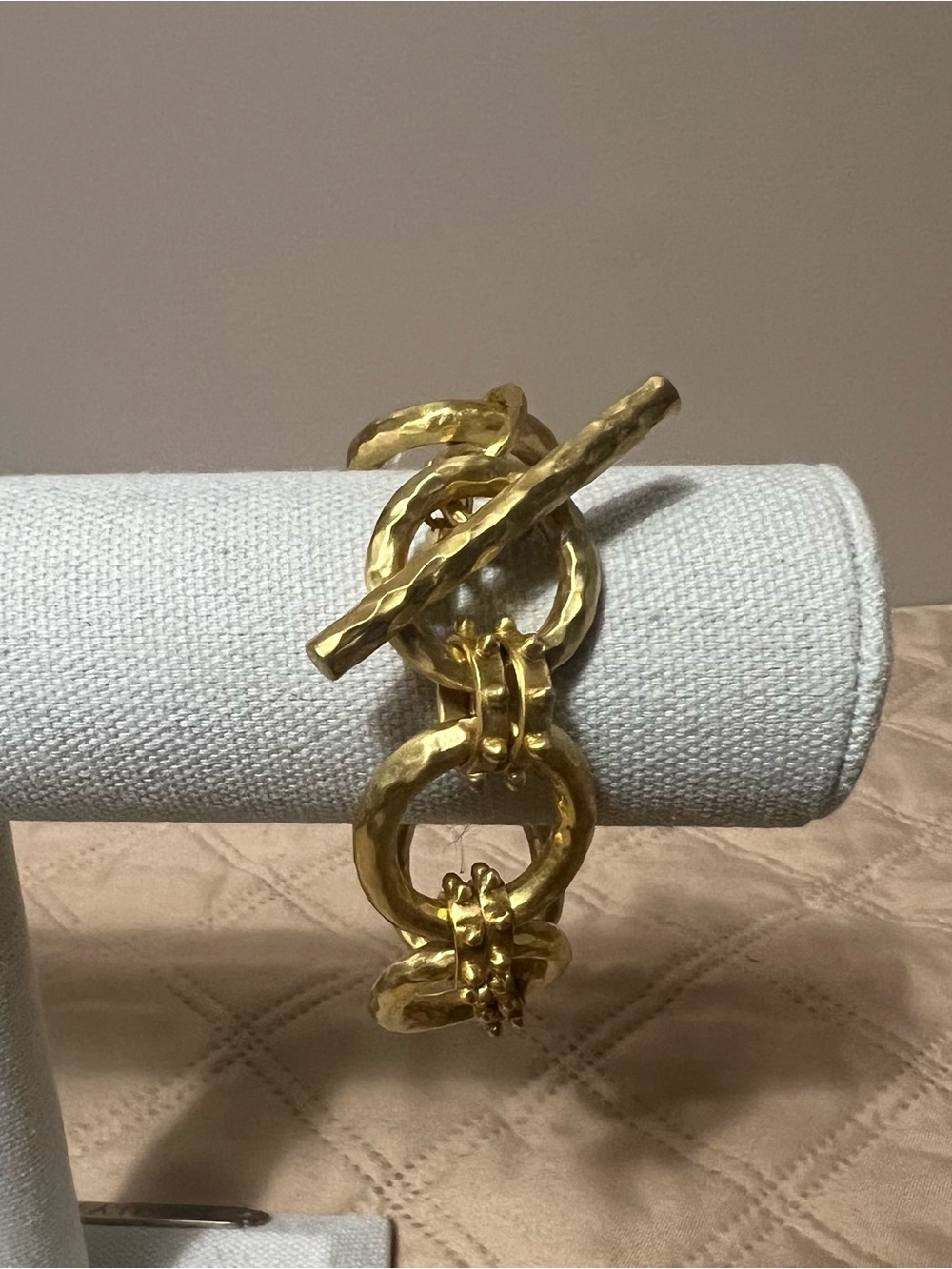 Julie Vos Gold-Tone Hammered Link Toggle Bracelet